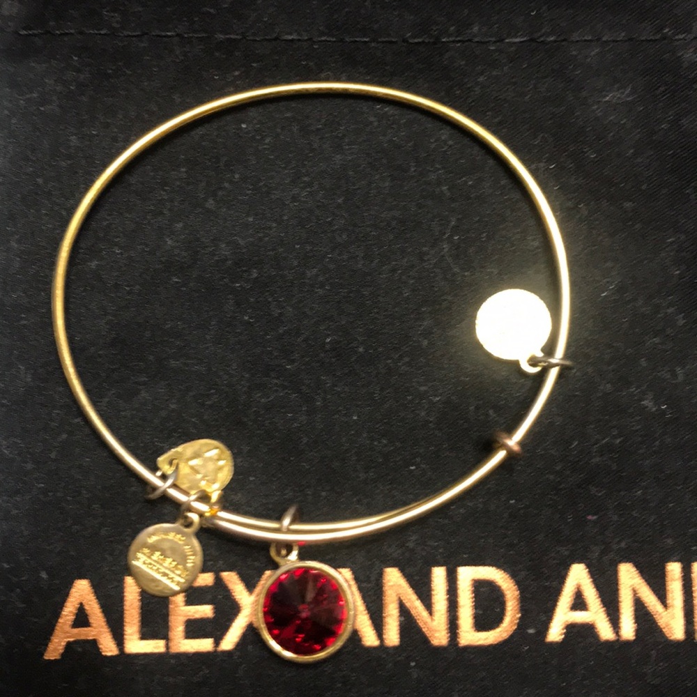 Ruby Birthstone Alex and Ani gold bracelet